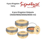 4 Piece Kingston Hotpots Set (1500ml, 1800ml, 3000ml, 3600ml) | White, Grey, Ivory