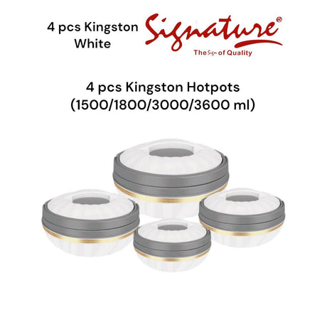 4 Piece Kingston Hotpots Set (1500ml, 1800ml, 3000ml, 3600ml) | White, Grey, Ivory