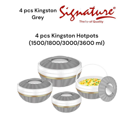 4 Piece Kingston Hotpots Set (1500ml, 1800ml, 3000ml, 3600ml) | White, Grey, Ivory