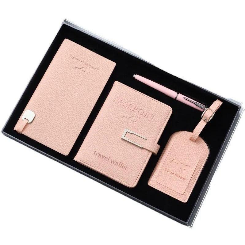 4 Piece Luxury Travel Accessories Set with Gift Box Elegant Travel Essentials