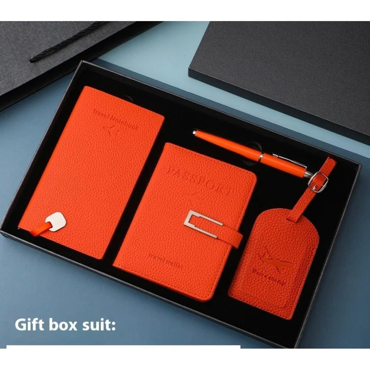 4 Piece Luxury Travel Accessories Set with Gift Box Elegant Travel Essentials