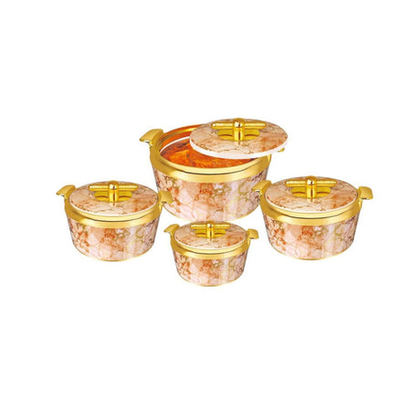 4 Piece Pearl Platina Hotpots Set (700ml, 1000ml, 1500ml, 2500ml) | Available in Blue, Grey, Pink, and Orange
