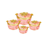 4 Piece Pearl Platina Hotpots Set (700ml, 1000ml, 1500ml, 2500ml) | Available in Blue, Grey, Pink, and Orange
