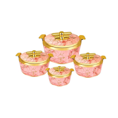 4 Piece Pearl Platina Hotpots Set (700ml, 1000ml, 1500ml, 2500ml) | Available in Blue, Grey, Pink, and Orange
