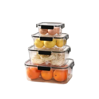 4 Piece Transparent Sealed Refrigerator Food Container Set | Large Capacity Storage Storage Containers Food Storage Accessories