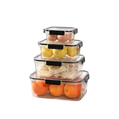 4 Piece Transparent Sealed Refrigerator Food Container Set | Large Capacity Storage Storage Containers Food Storage Accessories