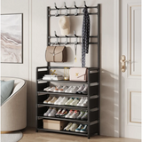 4 Tier 8 Hooks Dust Proof Hanger Rack | Clear Covers for Shoes, Hats, Bags, and Coats | Available in Black & White