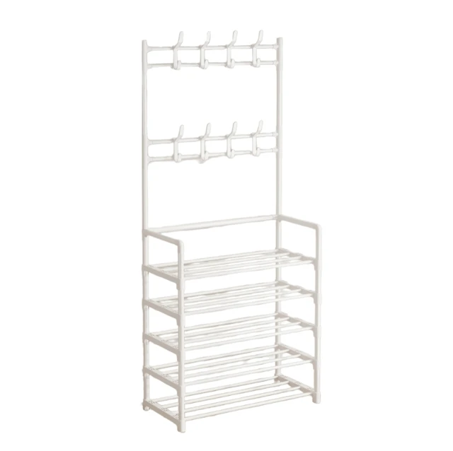 4 Tier 8 Hooks Dust Proof Hanger Rack | Clear Covers for Shoes, Hats, Bags, and Coats | Available in Black & White