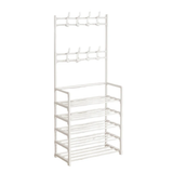 4 Tier 8 Hooks Dust Proof Hanger Rack | Clear Covers for Shoes, Hats, Bags, and Coats | Available in Black & White