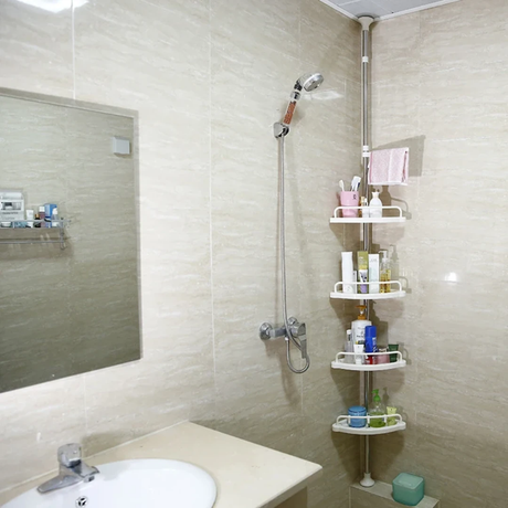 4 Tier Adjustable Telescopic Multi Corner Shelf Organiser Bathroom Essentials Bathroom Accessories