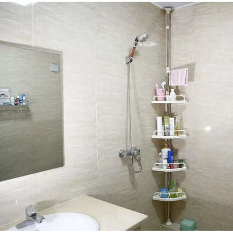 4 Tier Adjustable Telescopic Multi Corner Shelf Organiser Bathroom Essentials Bathroom Accessories