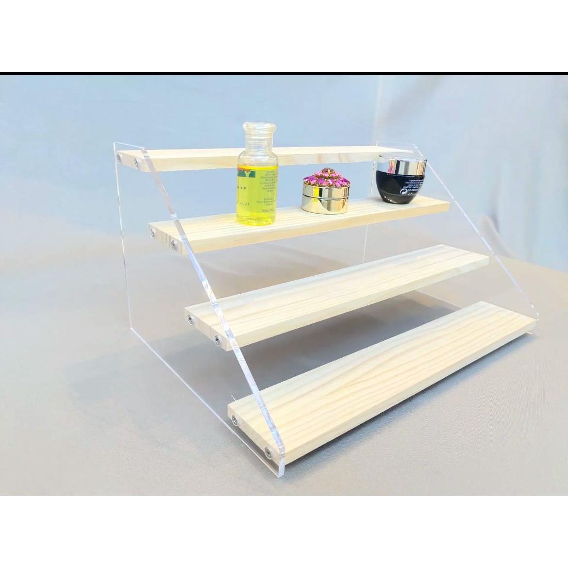 4 Tier Bamboo and Acrylic Multi-Purpose Stand Organize Spices, Toys.