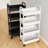 4-Tier Multipurpose Storage Rack with Wheels in White and Black
