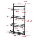 4 Tier Over Door Caddy Organizer Adjustable Hanging Steel Storage Rack with Suction Cups