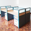 4 Way Office Workstation Desk with Drawers and Privacy Panels