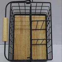4 in 1 Cutlery Holder with Handle – Metallic with Bamboo Base Cutlery holder Kitchen Tools & Utensils