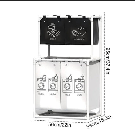 4 in 1 Laundry Garment Sorter with Removable Non Woven Baskets