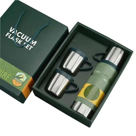 4-in-1 Premium Vacuum Flask Gift Set with Extra Cups – 680ml Capacity