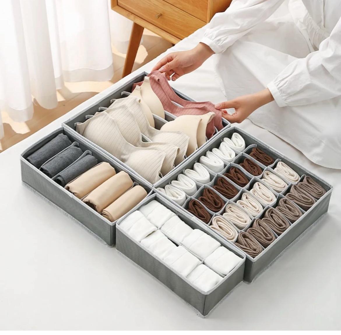 4 in 1 Undergarment Organizer in Grey and Wavy Grey