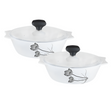 4 pcs White Glass Casserole set (2 x 1000 ml with Plastic Lid) Black Tulip