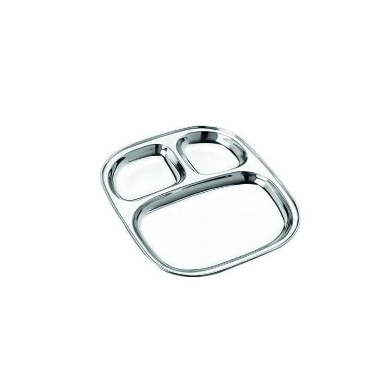 40 Piece No. 2 Oval Stainless Steel Pav Bhaji Plates Set | Partition Plates for MultiItem Serving | Durable & Stackable