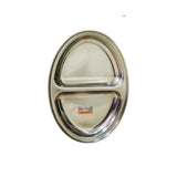 40 Piece Oval Stainless Steel Pav Bhaji Plates Set | 2 Compartment 25cm Partition Plates | Durable & Stackable