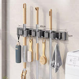 Wall Mounted Mop Holder Multi Functional Broom Hanger Shelf – Aluminum Storage Rack