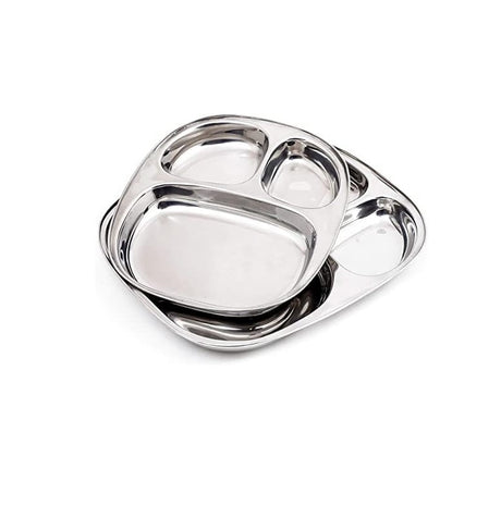 40 Piece No. 2 Oval Stainless Steel Pav Bhaji Plates Set | Partition Plates for MultiItem Serving | Durable & Stackable- Furaha Finds Kenya