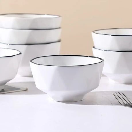 6" Japanese Hexagonal Bowls – Set of 6 Pieces, Elegant and Unique Dinnerware for Soups, Salads, and Noodles- Furaha Finds Kenya