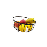 25cm Black Metal Design Fruit Basket with Wooden Base | Living Room | Kitchen Fruits OrganizeR Storage