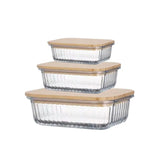 3pcs Heavy-Duty Ribbed Borosilicate Glass Food Storage Containers Durable & Airtight Kitchen Organization- Furaha Finds Kenya