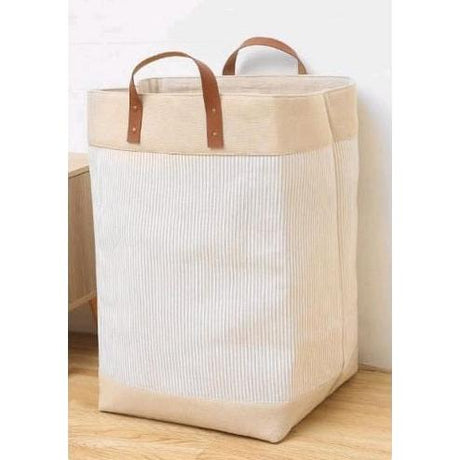 45 x mm x 20cm Crafted Durable Cotton Canvas Laundry Baskets with Stylish Leather Handles | Laundry Baskets Storage Organizer