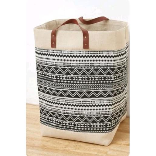 45 x mm x 20cm Crafted Durable Cotton Canvas Laundry Baskets with Stylish Leather Handles | Laundry Baskets Storage Organizer
