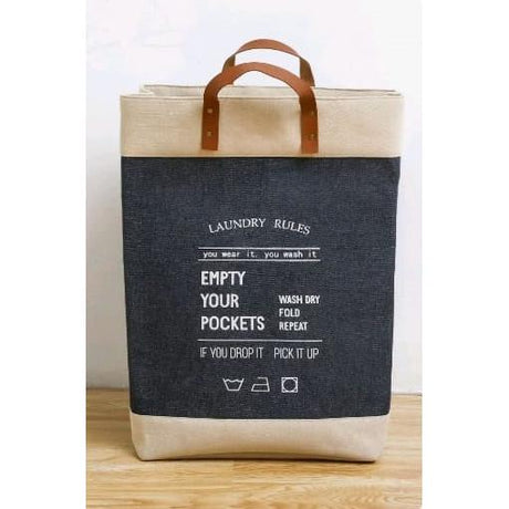 45 x mm x 20cm Crafted Durable Cotton Canvas Laundry Baskets with Stylish Leather Handles | Laundry Baskets Storage Organizer
