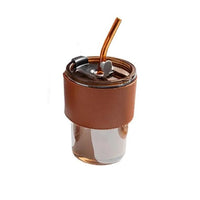 450ml Glass Smoothie Cup with Leather Grip for Juices, Shakes, and Iced Drinks Tableware Tumblers