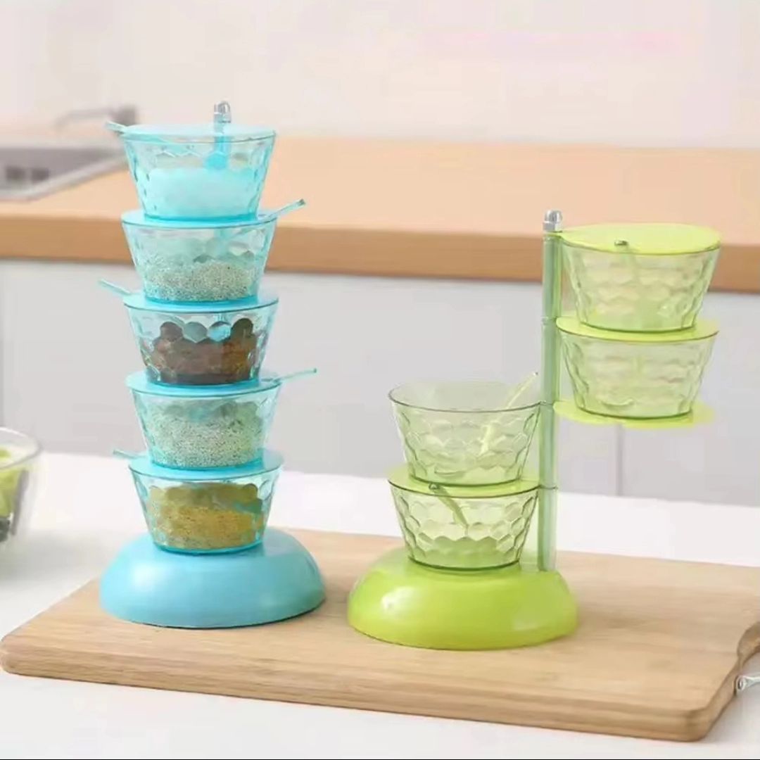 5 Layer Rotating Spice Seasoning Stand | Acrylic Spice Rack Organizer- Furaha Finds Kenya