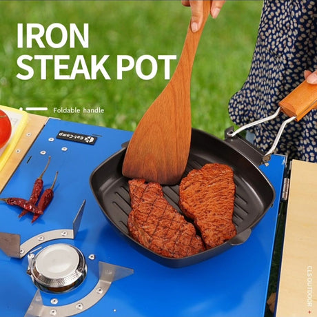 Non Stick Square Steak Pan with Wooden Handle | 24*28cm Grilling & Cooking Pan- Furaha Finds Kenya