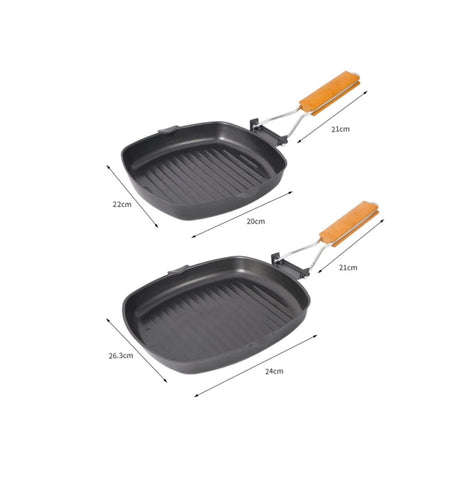 Non Stick Square Steak Pan with Wooden Handle | 24*28cm Grilling & Cooking Pan- Furaha Finds Kenya