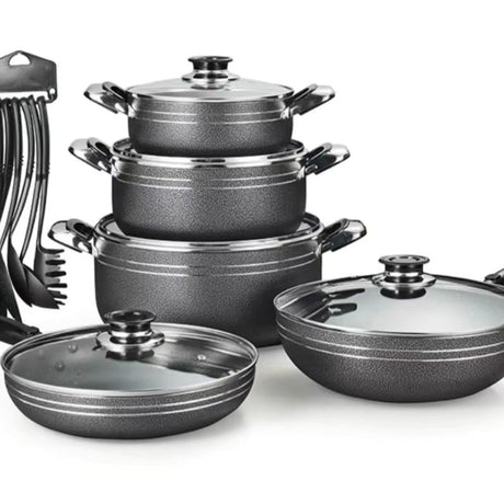 Nonstick JP Cookware Set | 5 Pots with Lids | Granite Coating for Easy Cooking- Furaha Finds Kenya
