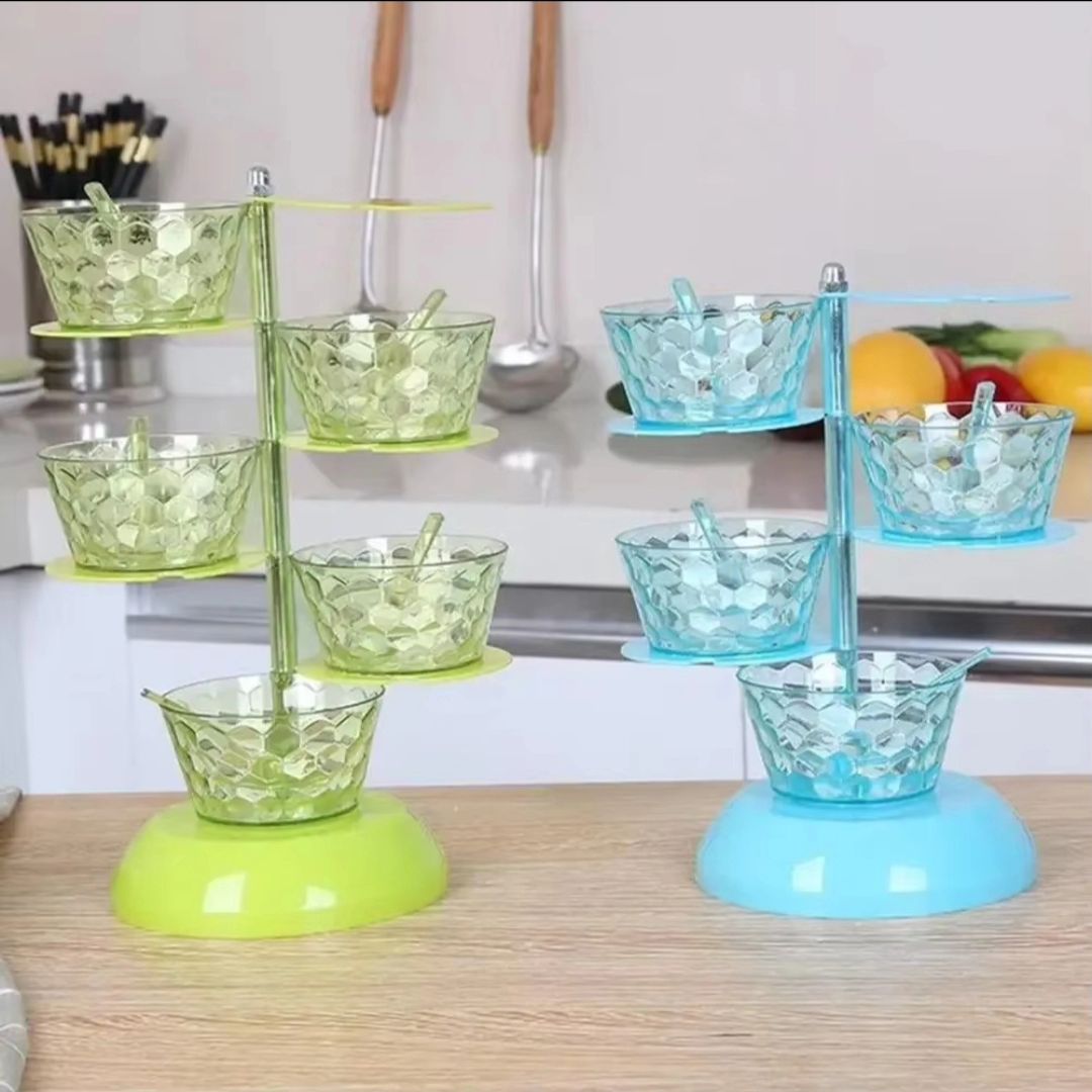5 Layer Rotating Spice Seasoning Stand | Acrylic Spice Rack Organizer- Furaha Finds Kenya