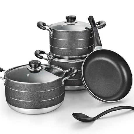 Nonstick JP Cookware Set | 5 Pots with Lids | Granite Coating for Easy Cooking- Furaha Finds Kenya