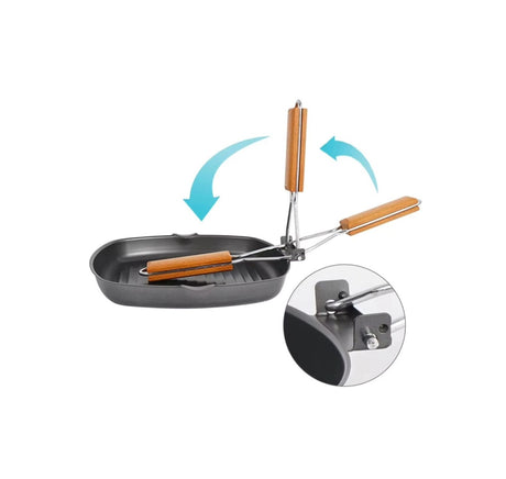 Non Stick Square Steak Pan with Wooden Handle | 24*28cm Grilling & Cooking Pan- Furaha Finds Kenya