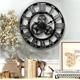 4 Gear Roman Vintage Wall Clock Battery Operated Analog Industrial Gear Clock