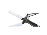 2in1 Clever Food Chopper Cutter Smart Stainless Steel Knife with Built in Cutting Board Chops Fruits, Vegetables & Meat.