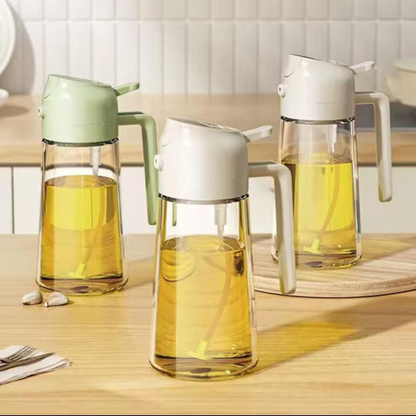 2-in-1 Oil Dispenser & Sprayer Jar – 600ml (White, Black, Green)- Furaha Finds Kenya