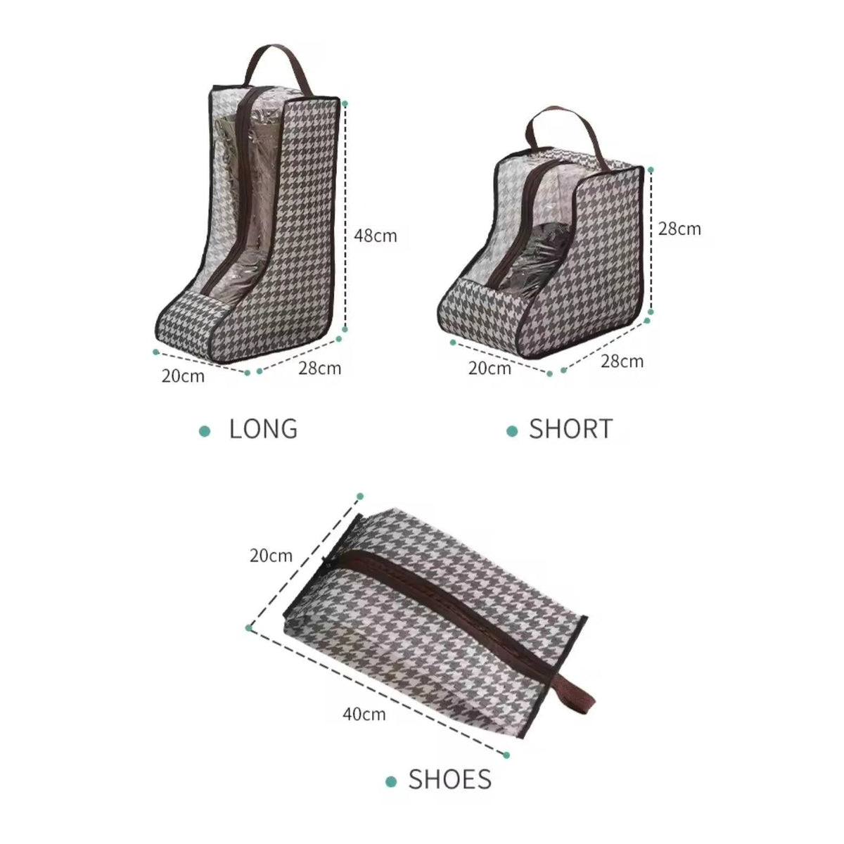 4Piece Boot/Shoe Storage Bag Set Hangable & Dustproof with Zipper Travel Essentials Shoe Bags
