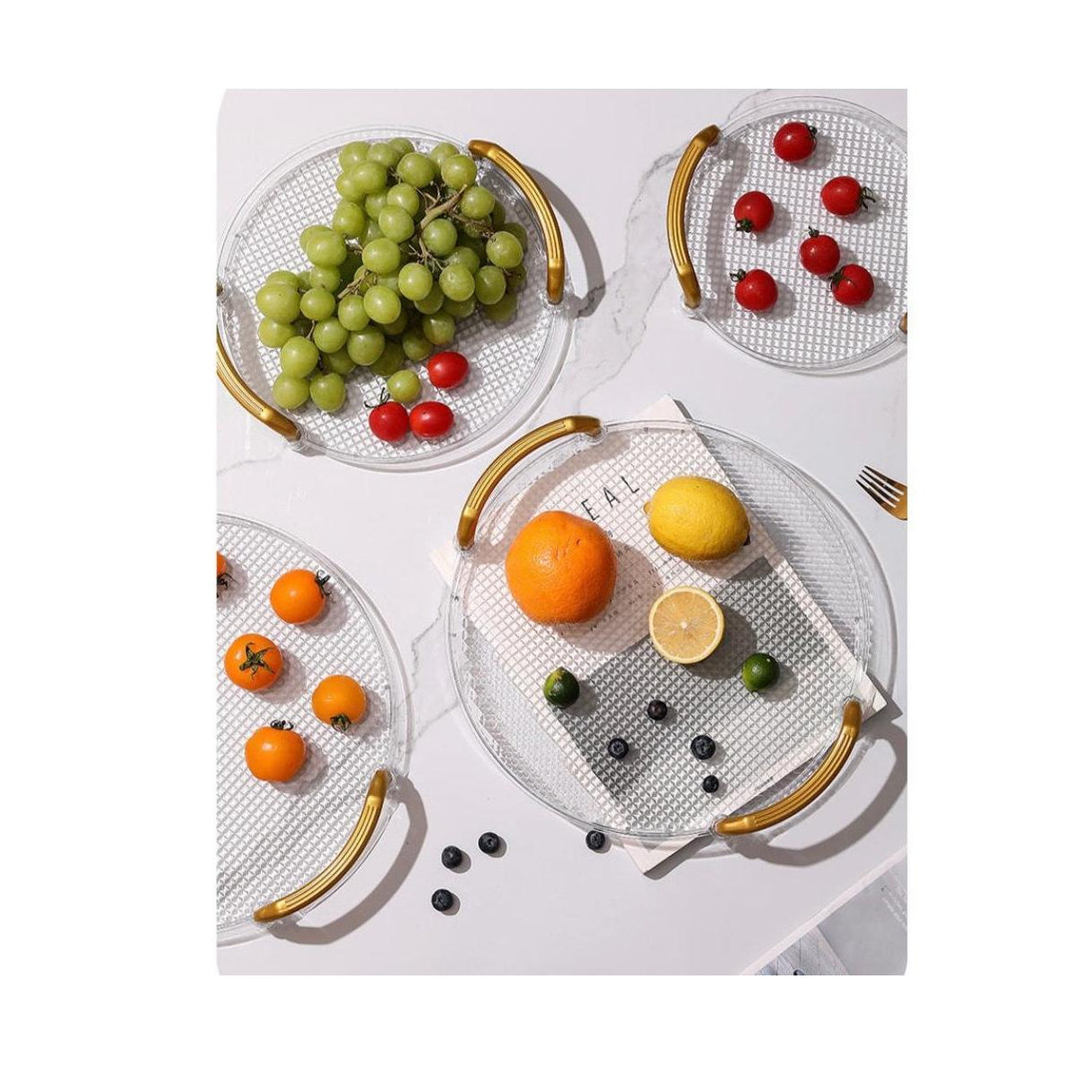 4in1 Acrylic Transparent Trays Set Large, Medium, Small & Smallest (35cm, 30cm, 25cm, 20cm) Multipurpose Serving Trays