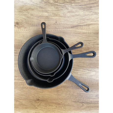 4pcs Cast Iron Non-Stick Frying Pan Cooking Skillet Set | 16cm/20cm/26cm | Gas & Induction Cookware | Egg & Steak Fry Pan