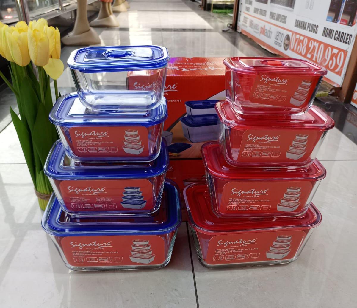4pcs High Borosilicate Glass Storage Bowl Set with Lids – Heat Resistant