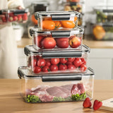 4pcs Transparent Sealed Refrigerator Food Containers , 3800ml, 2280ml, 1300ml, 540ml.
